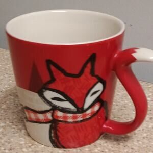 2016  Starbucks Winter Holiday  Red Fox Scarf Tail Coffee Mug - 12 fl.oz